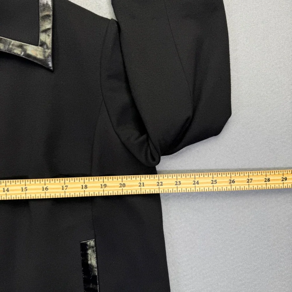 Sandro Sportswear‎ Womens Black Cropped Jacket Faux Leather Trim Size L Collared